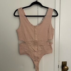 Avec Les Filles Blush Lace-Trimmed Shapewear Bodysuit